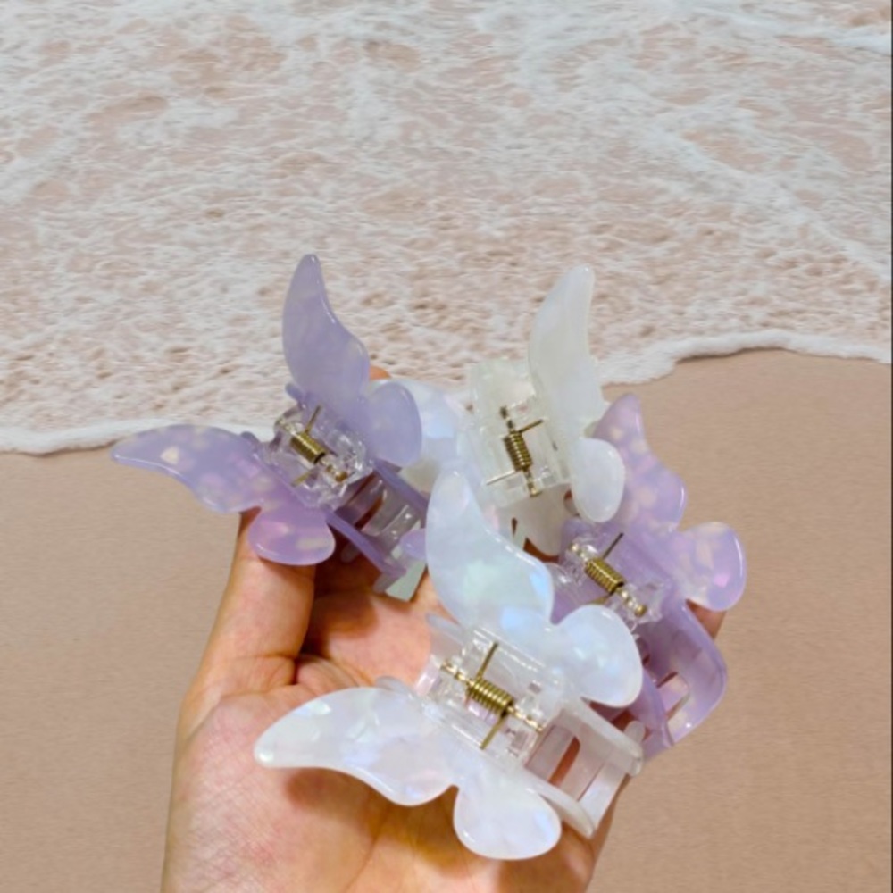 2 The Butterfly Clip- White & purple set